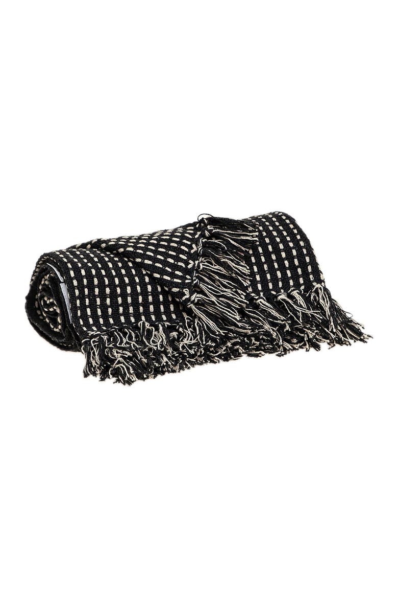 Petra Casual Beige 52" x 67" Woven Handloom Throw, Alternate, color, BLACK