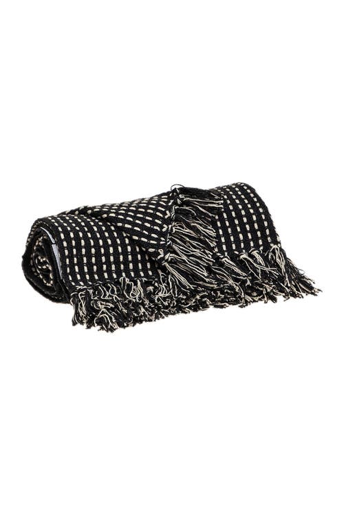 Parkland Collection Petra Casual Beige 52" X 67" Woven Handloom Throw In Black