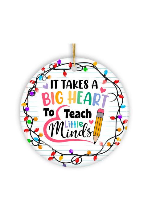 Big Round Rainbow Pencil Teacher Ornament - Version 2