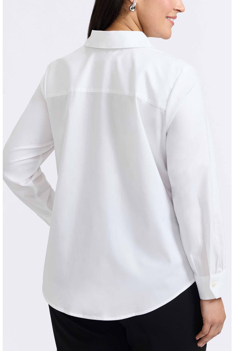 Marlee Leopard Trim Cotton Blend Button-Up Shirt, Alternate, color, WHITE
