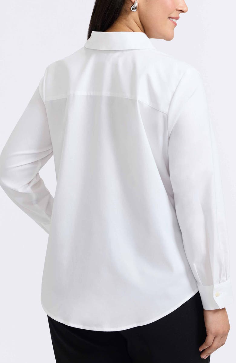 Foxcroft Marlee Leopard Trim Cotton Blend Button-Up Shirt, Alternate, color, White