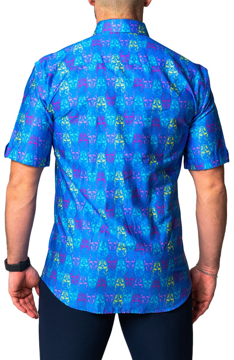 Maceoo Galileo Skull Regular Fit Short Sleeve Button-Up Shirt, Alternate, color, 