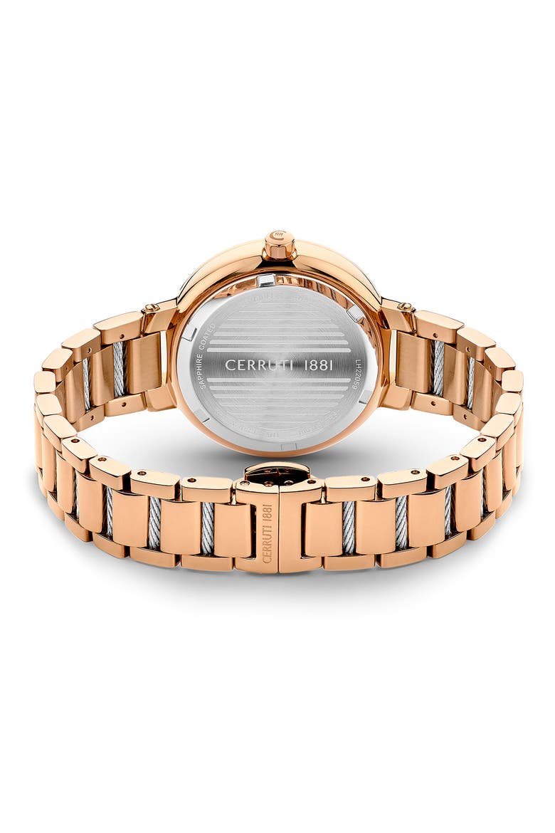 Gardena Swarovski Crystal Embellished Bracelet Watch, 34mm, Alternate, color, TWO-TONE SILVER/ ROSE GOLD