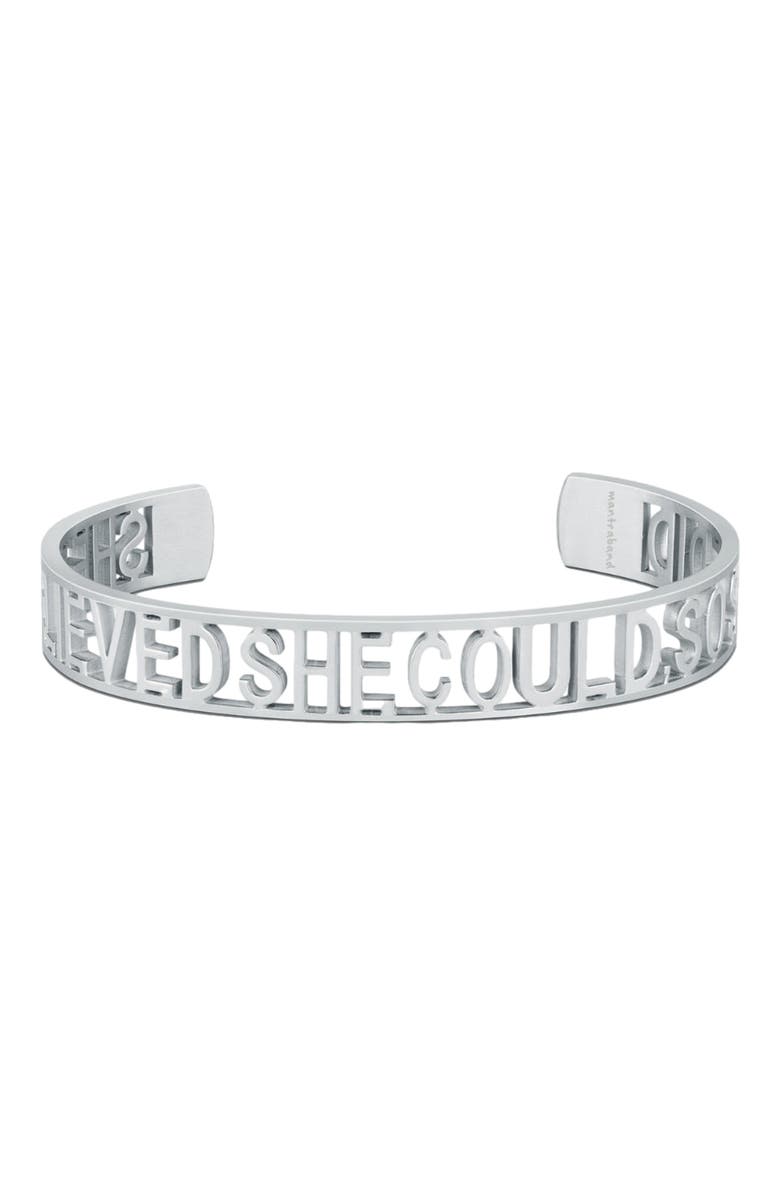 Mantra SHE BELIEVED SHE COULD, SO SHE DID - Statement Cuff, Main, color, Silver