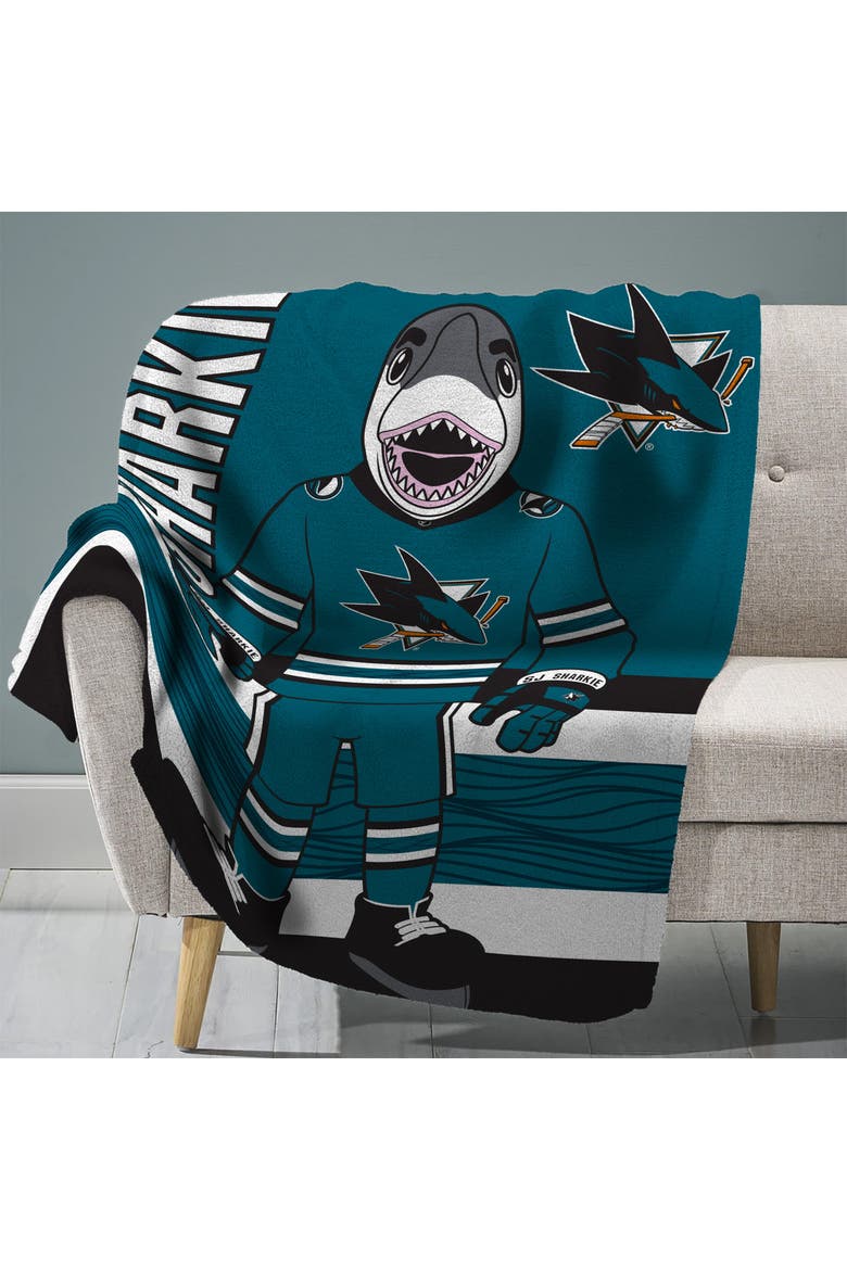 San Jose Sharks SJ Sharkie Mascot 60" x 80" Raschel Throw Blanket, Main, color, None