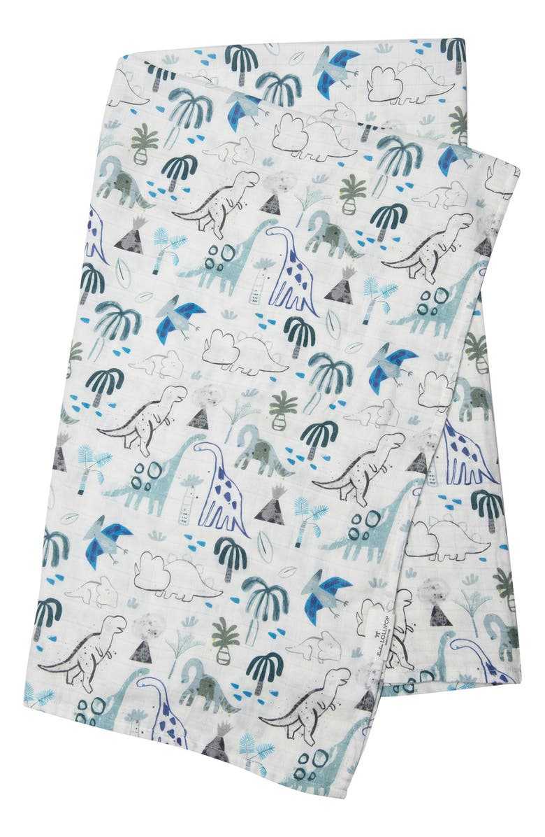 Loulou Lollipop Muslin Swaddle Blanket, Alternate, color, Dinosaurs
