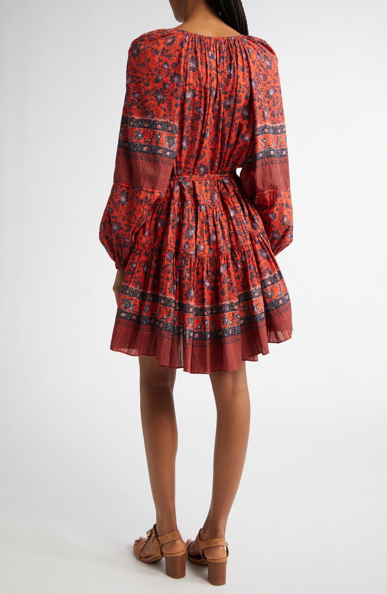 Ulla Johnson Abri Long Sleeve Fit & Flare Dress, Alternate, color, Poppy