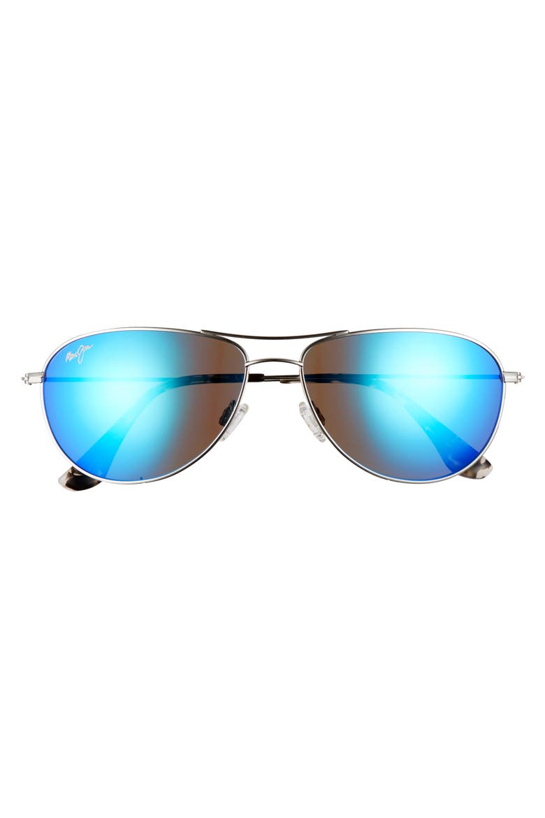 Sea House 60mm PolarizedPlus2® Titanium Aviator Sunglasses, Alternate, color, SILVER/ BLUE HAWAII