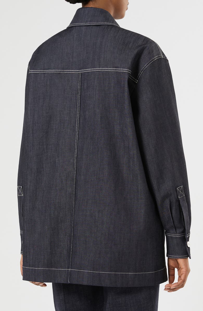 Marina Rinaldi Charme Stretch Cotton Shirt Jacket, Alternate, color, Navy
