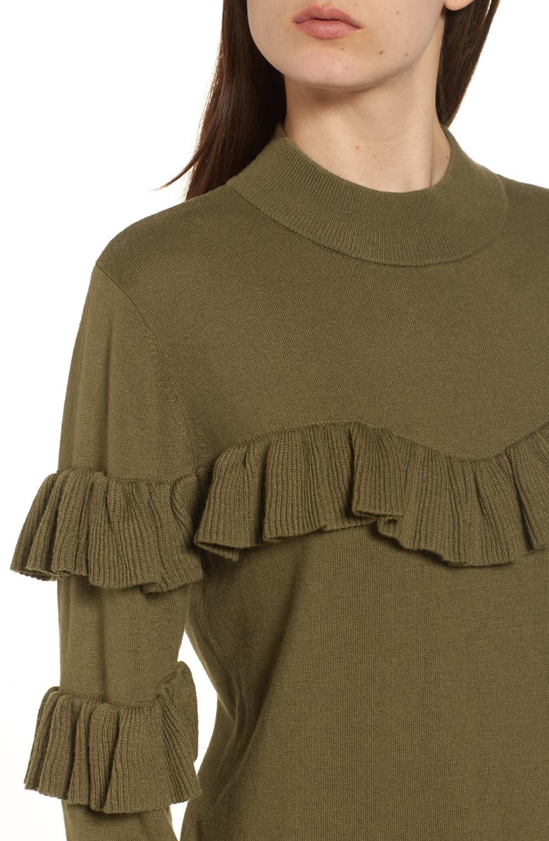 BP. Ruffle Sweater Dress, Alternate, color, 