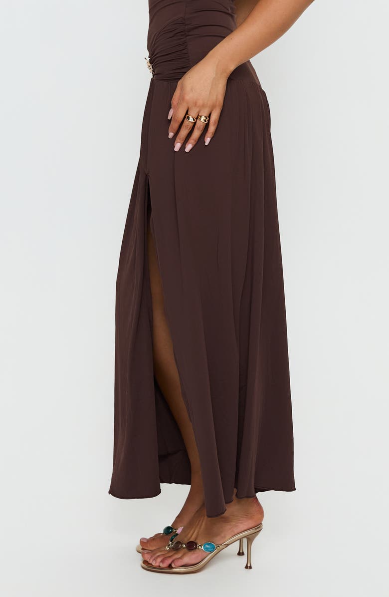 Princess Polly Alexe Ruched Strapless Maxi Dress, Alternate, color, Chocolate