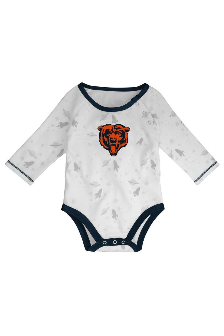 Newborn & Infant White/Navy Chicago Bears Dream Team Bodysuit Pants & Hat Set, Alternate, color, White