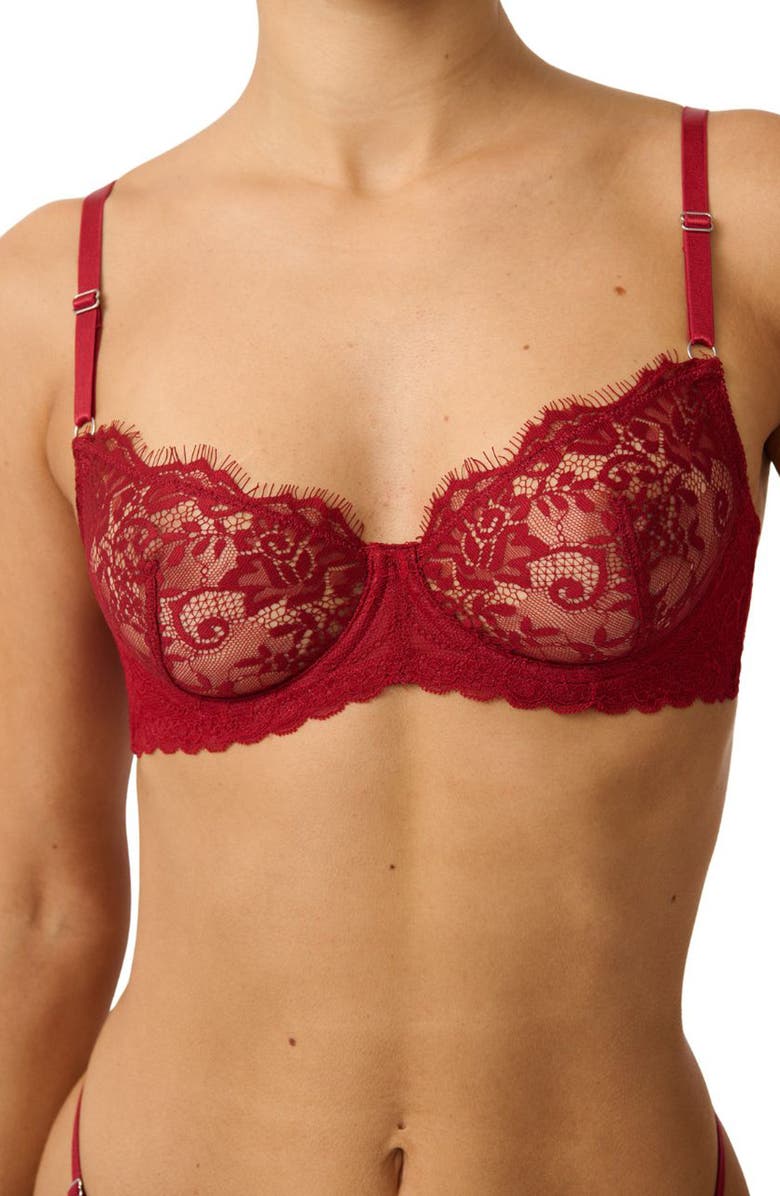 Kat The Label Maverick Lace Underwire Bra, Alternate, color, Red