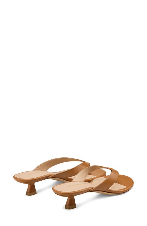 Stuart Weitzman Rio Leather Kitten-heel Thong Sandals In Brown