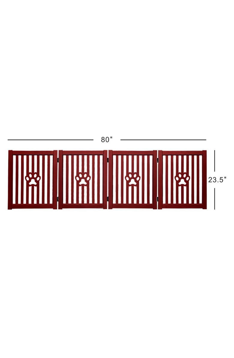 Trimate 4 Panel Dog Wooden Foldable Gate, Mahogany, Alternate, color, Red
