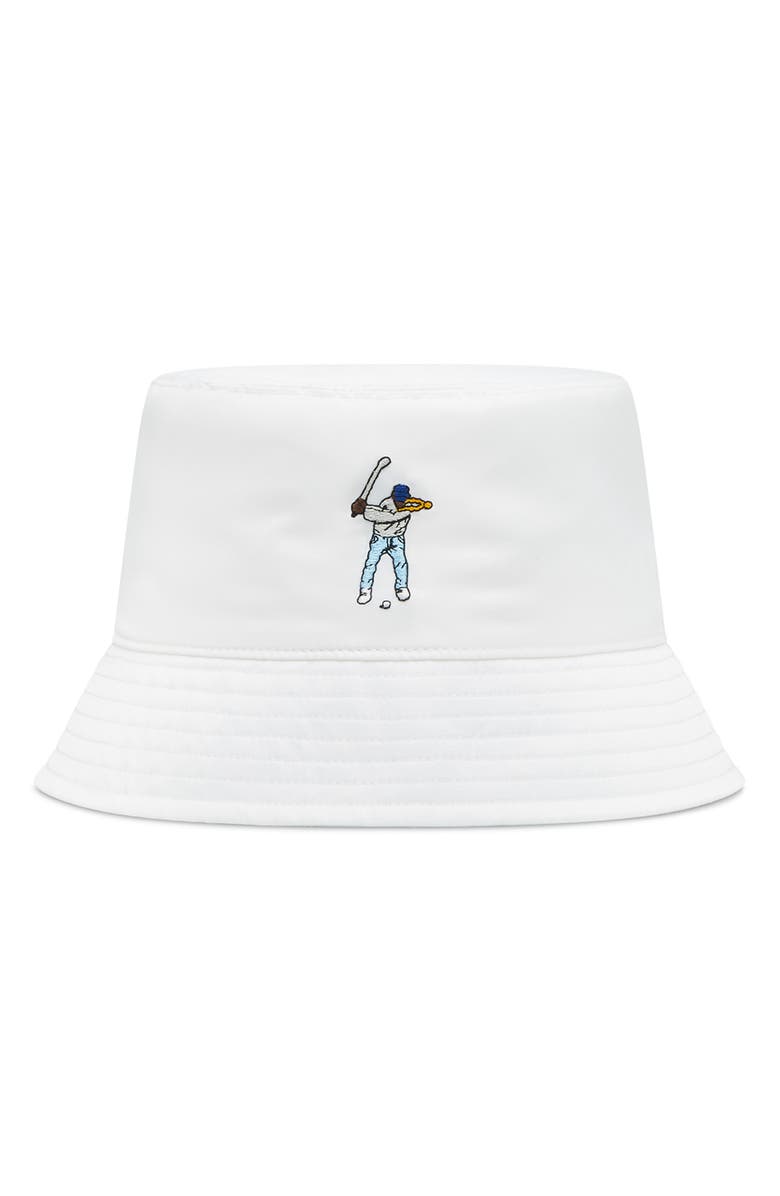 Eastside Golf Logo Embroidered Nylon Bucket Hat, Main, color, White