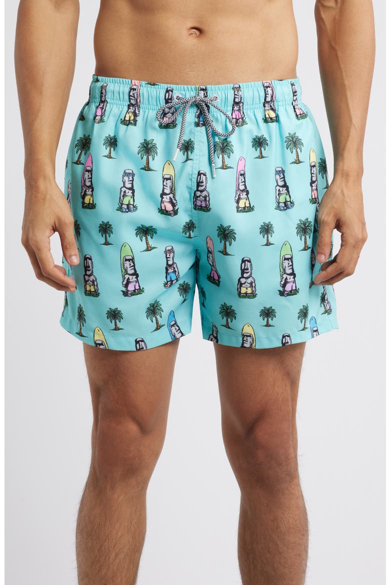 Island Elders Mid Length Swim Trunks, Main, color, BLUE
