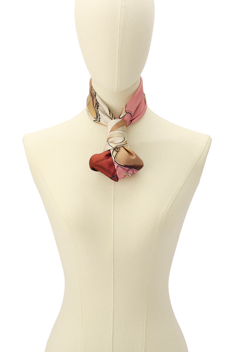 Stacked Tabby Print Silk Square Scarf, Alternate, color, OFF WHITE/ MULTI