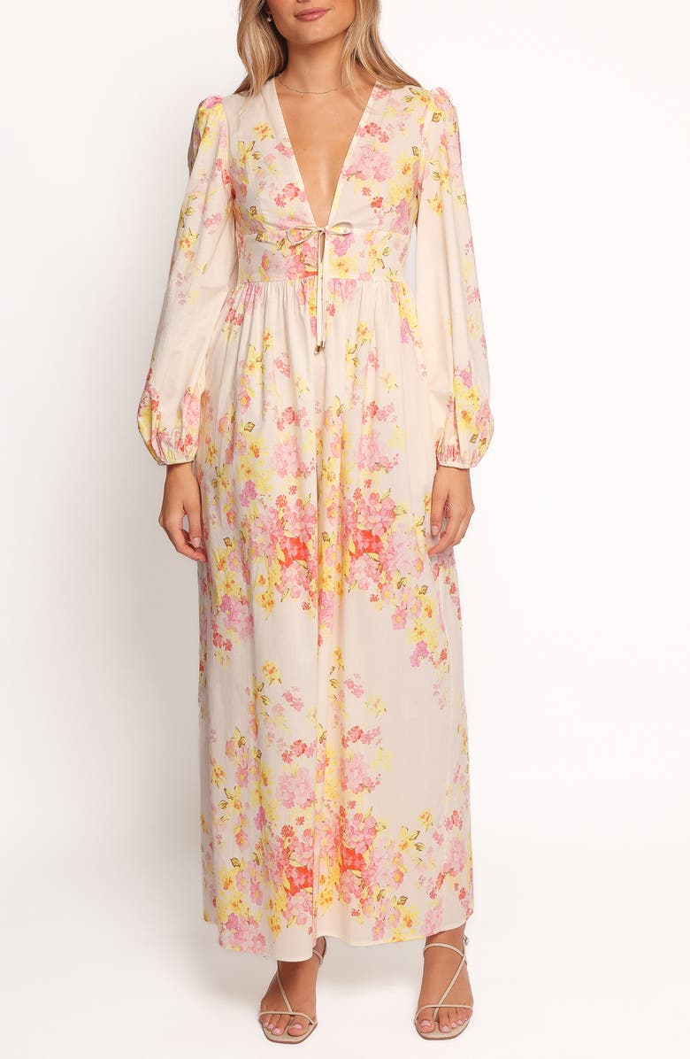 Petal & Pup Celestine Floral Long Sleeve Cotton Jumpsuit, Main, color, Pink Floral