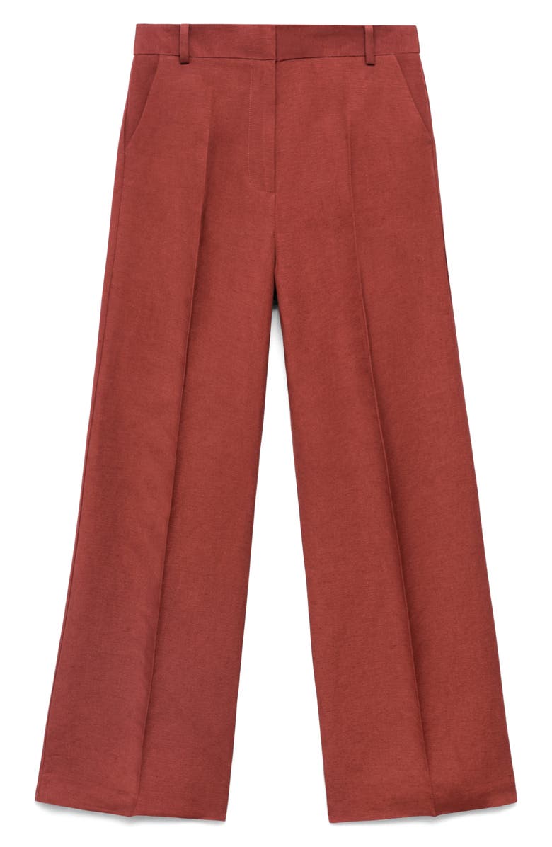 MANGO Straight Leg Linen Blend Pants, Alternate, color, Copper