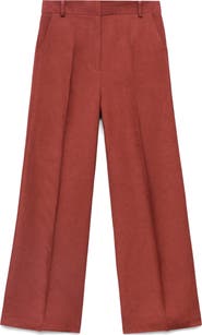 MANGO Straight Leg Linen Blend Pants