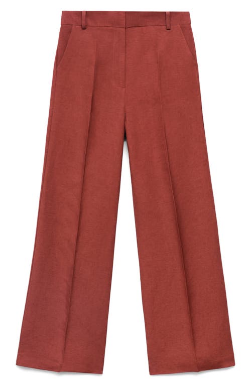 Mango Straight Leg Linen Blend Pants In Brown