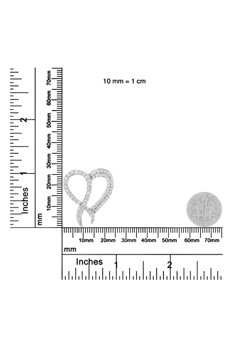 Haus of Brilliance Silver 1 cttw Diamond Heart and Ribbon 18" Pendant Necklace, Alternate, color, White