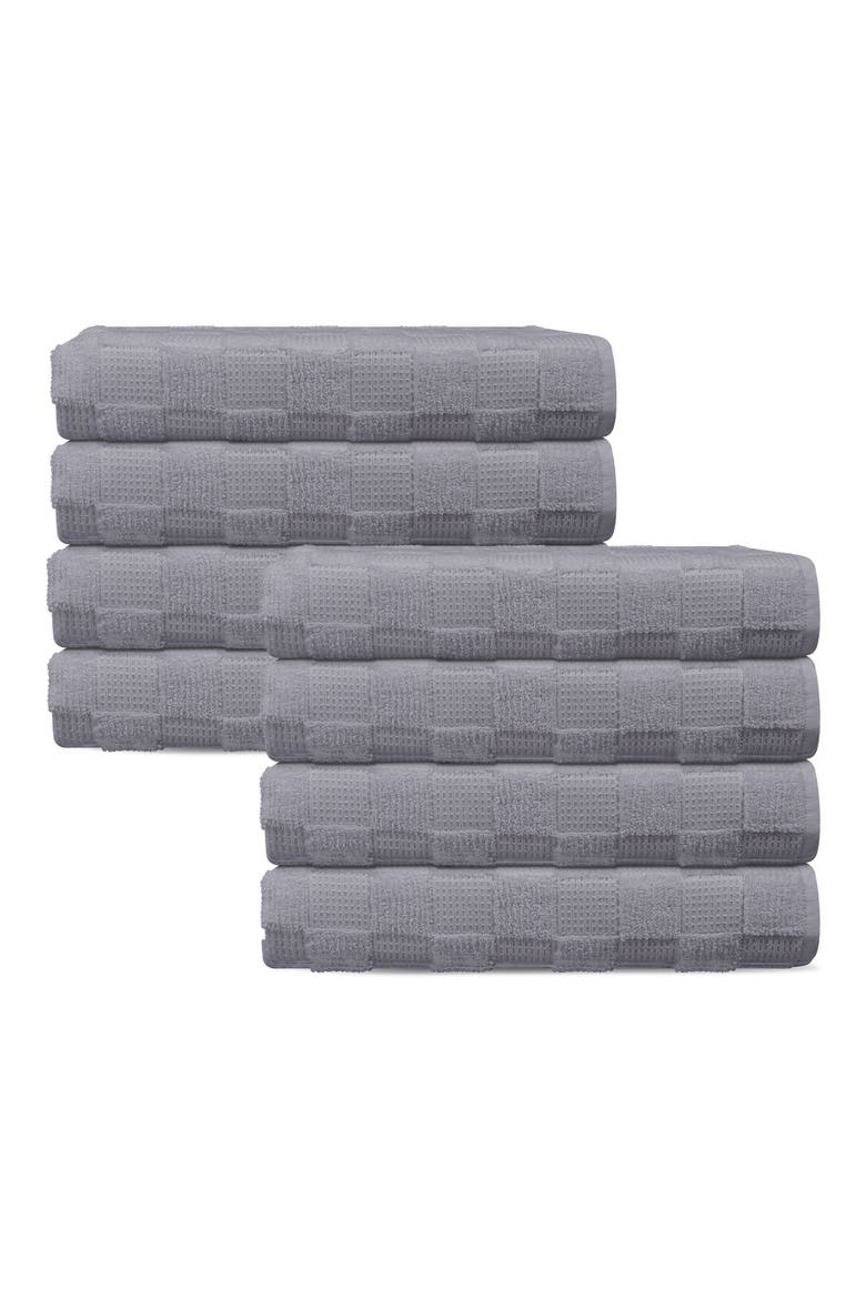 Waffle Terry 8-Piece Turkish Cotton Washcloths, Main, color, SILVER
