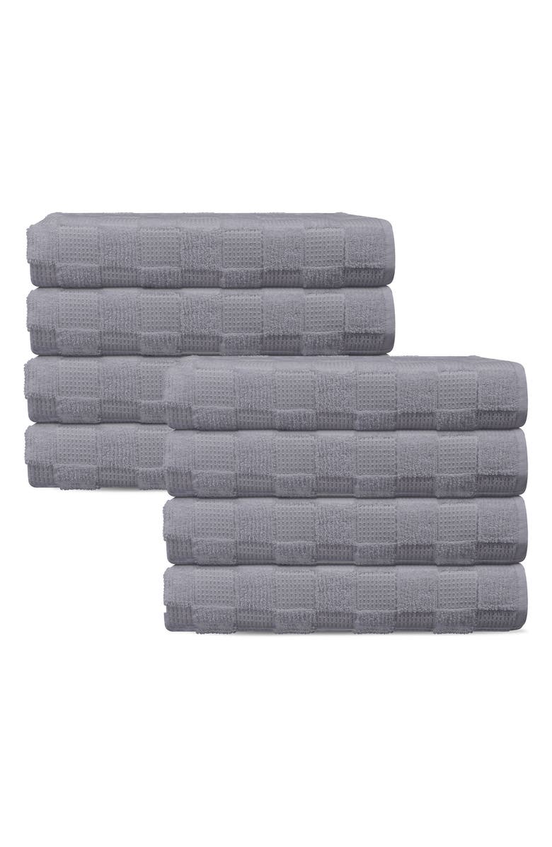 DePera Waffle Terry 8-Piece Turkish Cotton Washcloths, Main, color, Silver