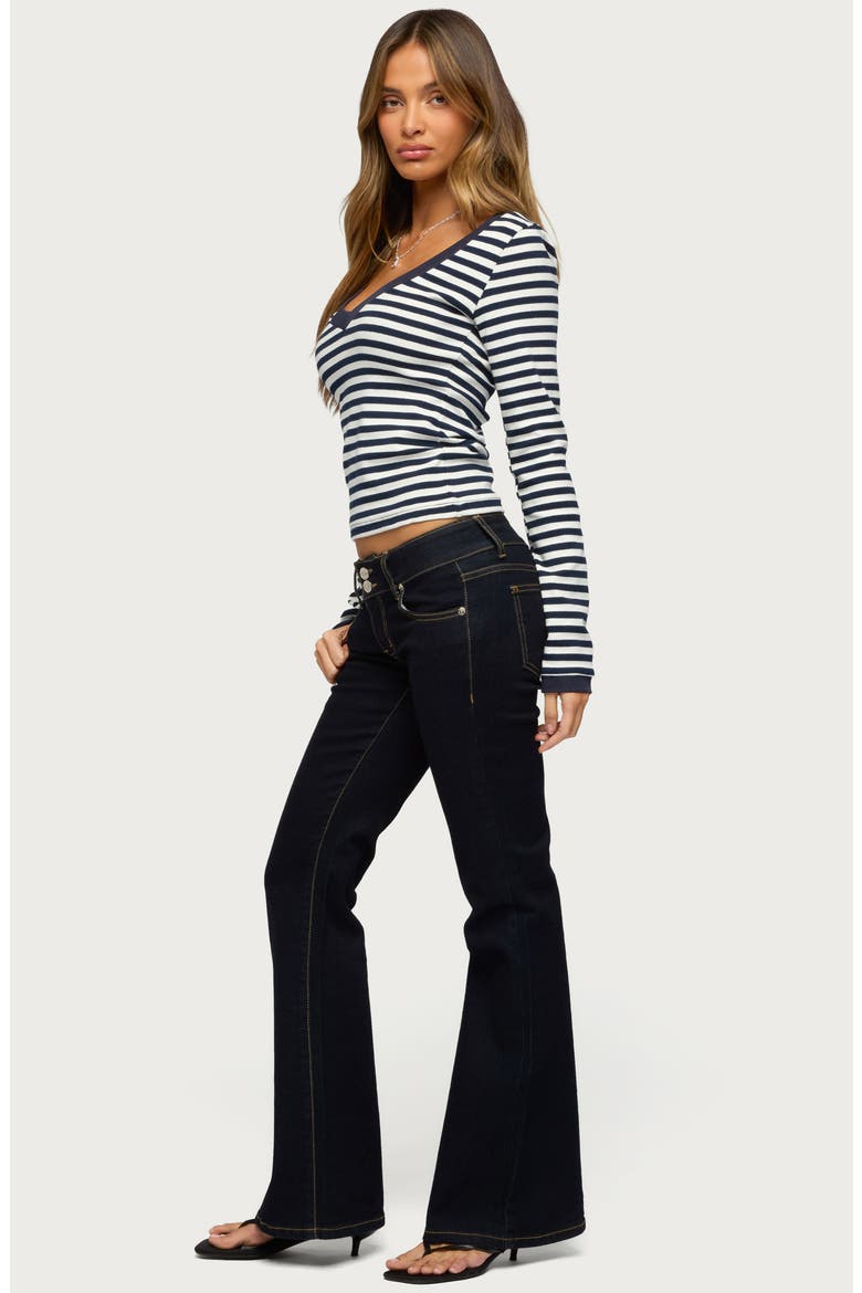 Kimi Stripe Long Sleeve Top, Alternate, color, NAVY-AND-WHITE