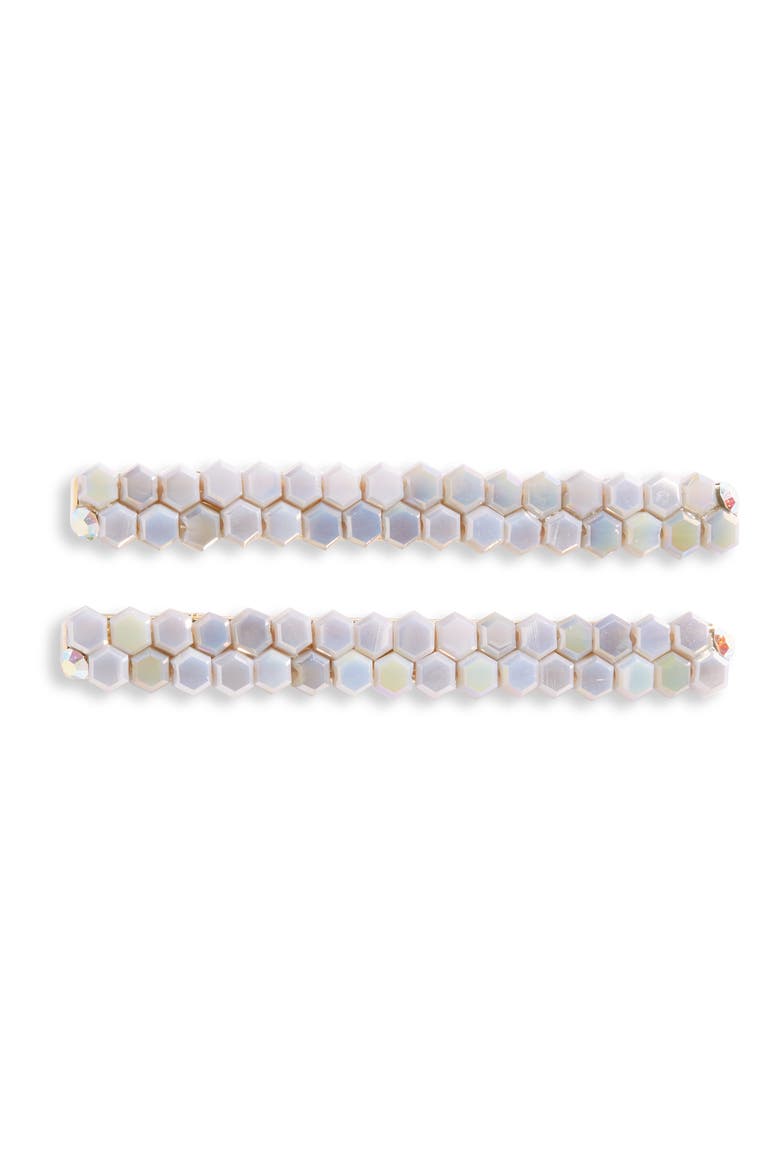 2-Pack Beaded Hair Clips, Main, color, WHITE