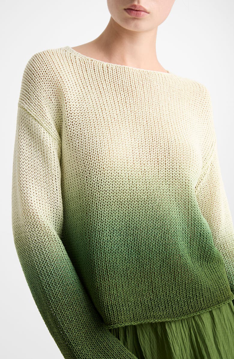 Vince Dip Dye Cotton Blend Sweater, Alternate, color, Sea Dew Combo