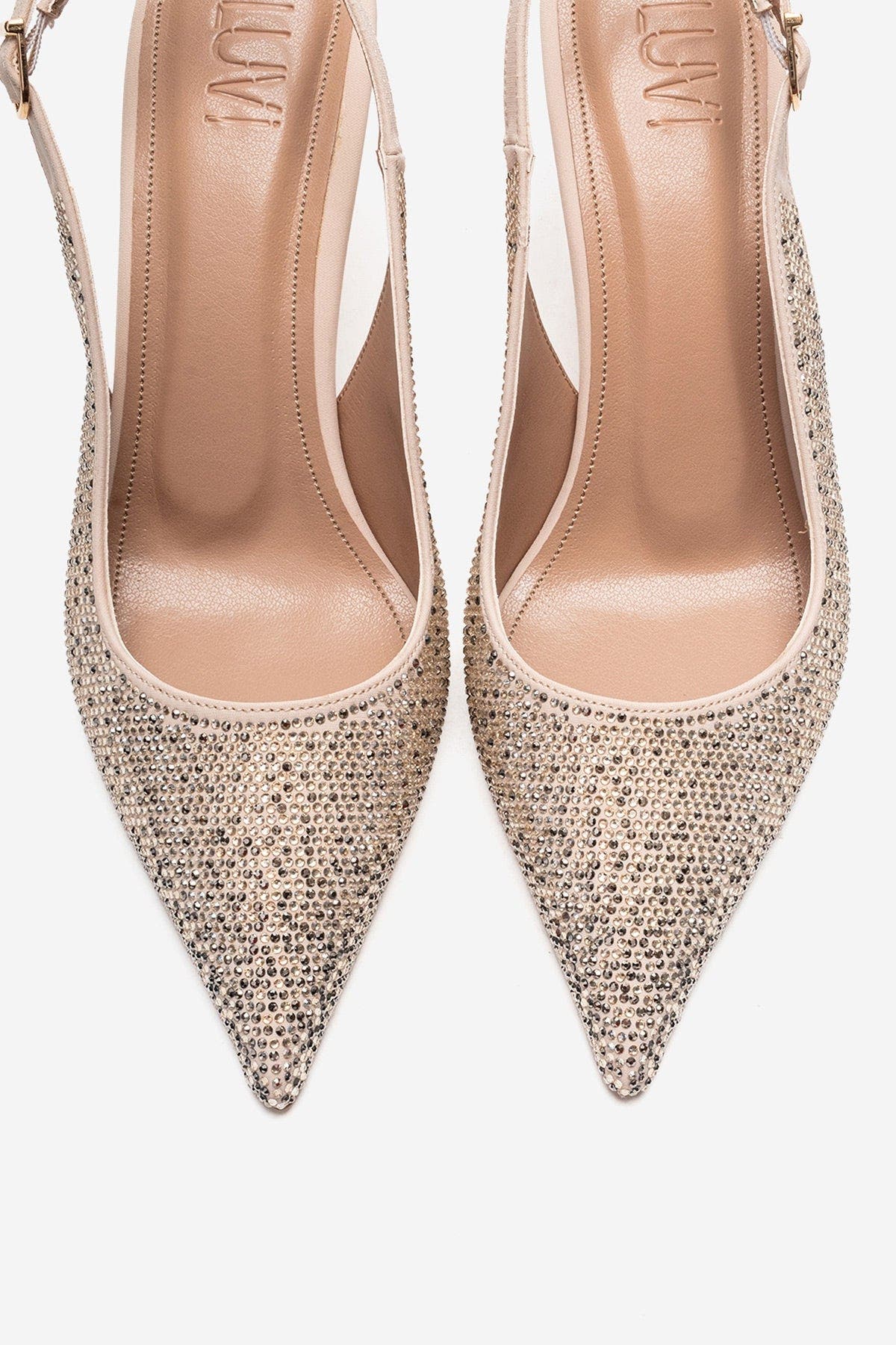 Prologue Shoes Johanna Slingback Embellished Stiletto Pump, Alternate, color, Nude