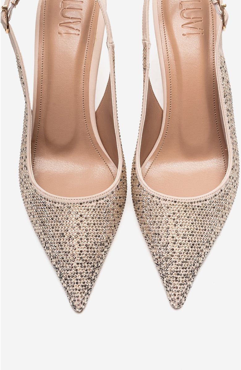 Prologue Shoes Johanna Slingback Embellished Stiletto Pump, Alternate, color, Nude