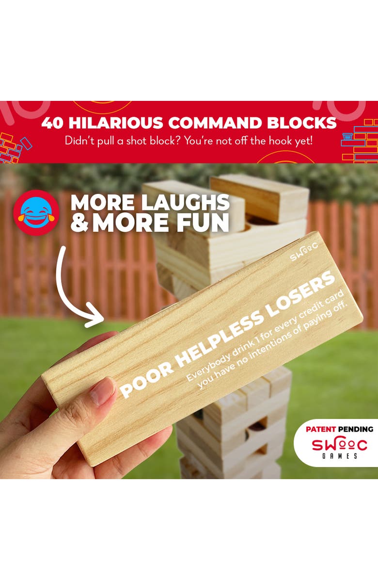 Swooc Games Giant Tower Party Game with Hidden Shots, Alternate, color, Beige