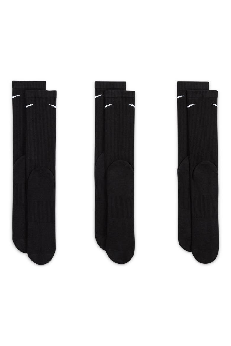 Assorted 3-Pack Everyday Plus Cushion Crew Training Socks, Alternate, color, BLACK/ WHITE