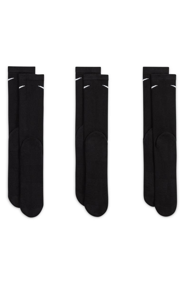 Nike Assorted 3-Pack Everyday Plus Cushion Crew Training Socks, Alternate, color, Black/ White