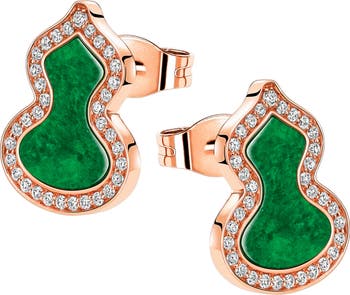 ピアス Qeelin Petite Wulu stud earrings 18K Rose Gold Diamond jade Qeelin Petite Wulu Jade & Diamond Stud Earrings | Nordstrom