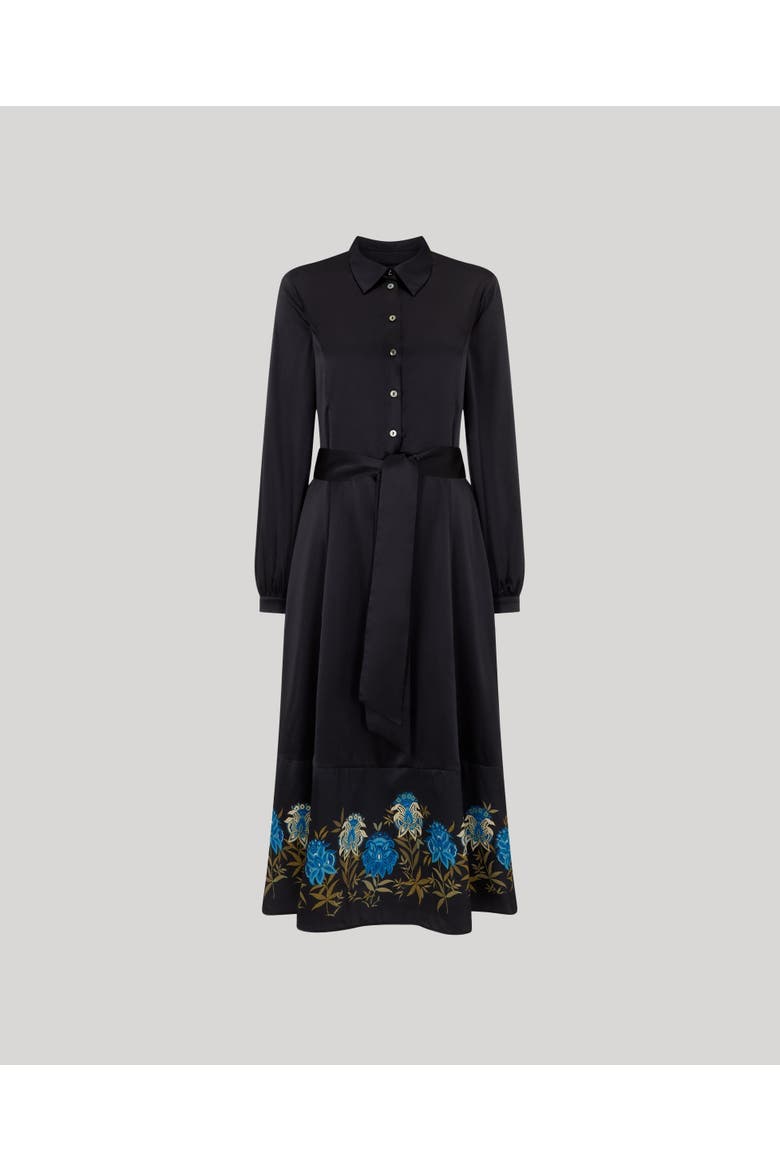 Juliette Floral Silk Shirt Dress, Main, color, Blue Floral Border