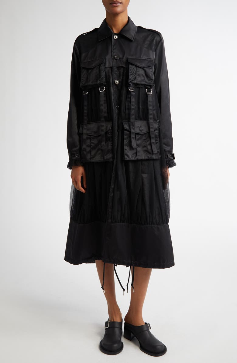 Noir Kei Ninomiya Mixed Media Reversible Long Jacket, Main, color,
