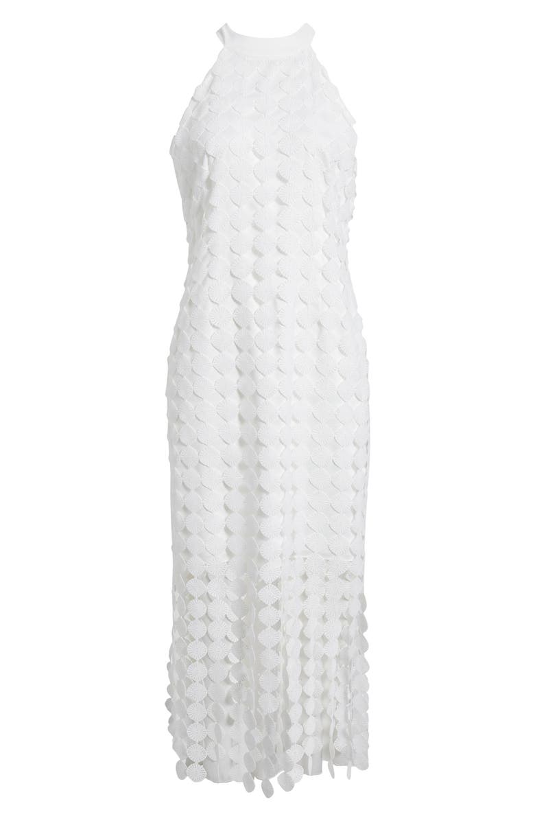 Anne Klein Lace Fringe Hem Sleeveless Maxi Dress, Alternate, color, 