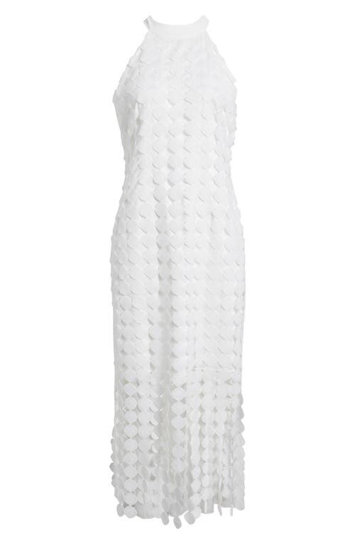 Anne Klein Lace Fringe Hem Sleeveless Maxi Dress In Bright White
