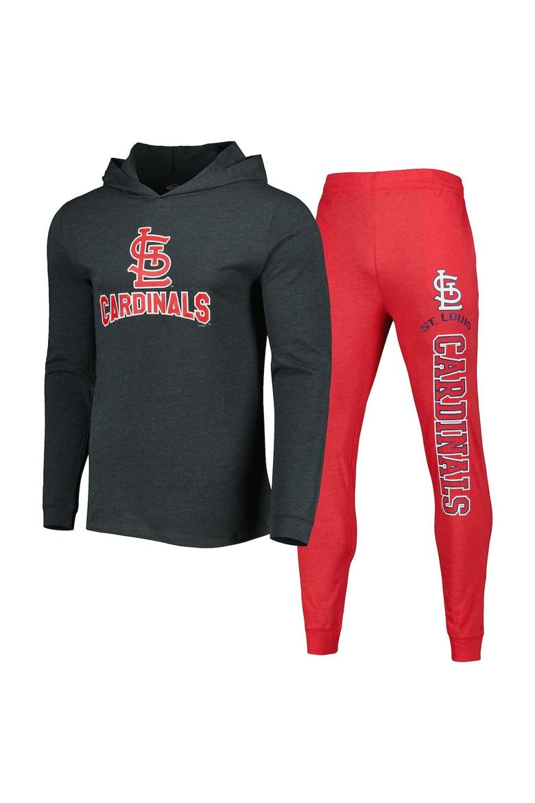 Men's Concepts Sport Heather Red/Heather Charcoal St. Louis Cardinals Meter Pullover Hoodie & Joggers Set, Main, color, Heather Red