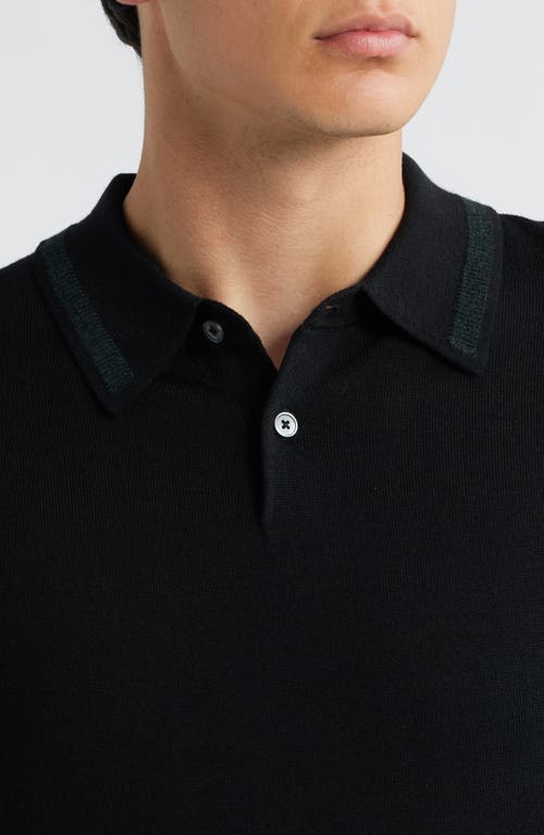 Ps By Paul Smith Ps Paul Smith Long Sleeve Tipped Wool Polo Sweater In Black