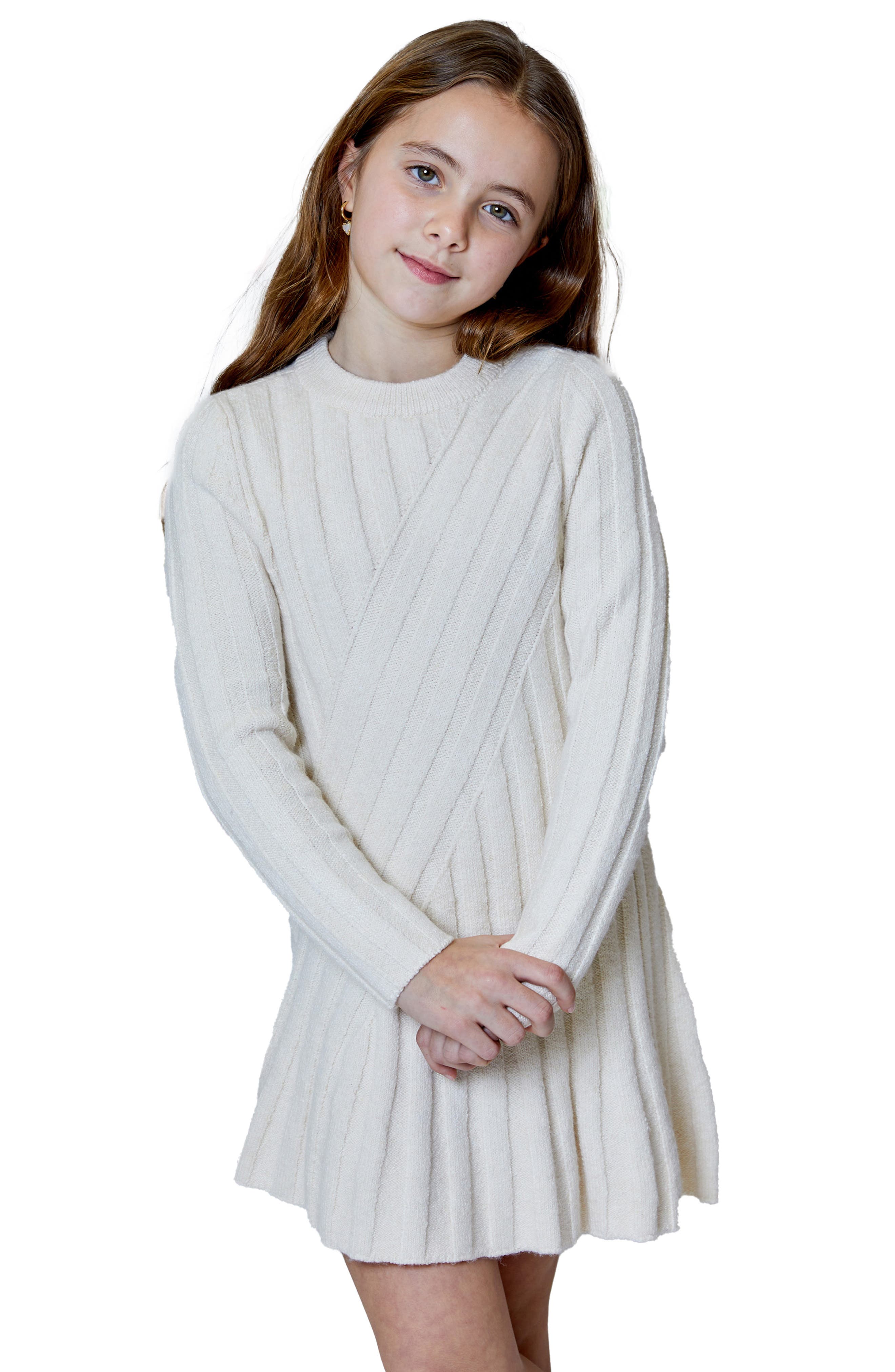 Design History Kids' Asymmetric Rib Sweater Dress