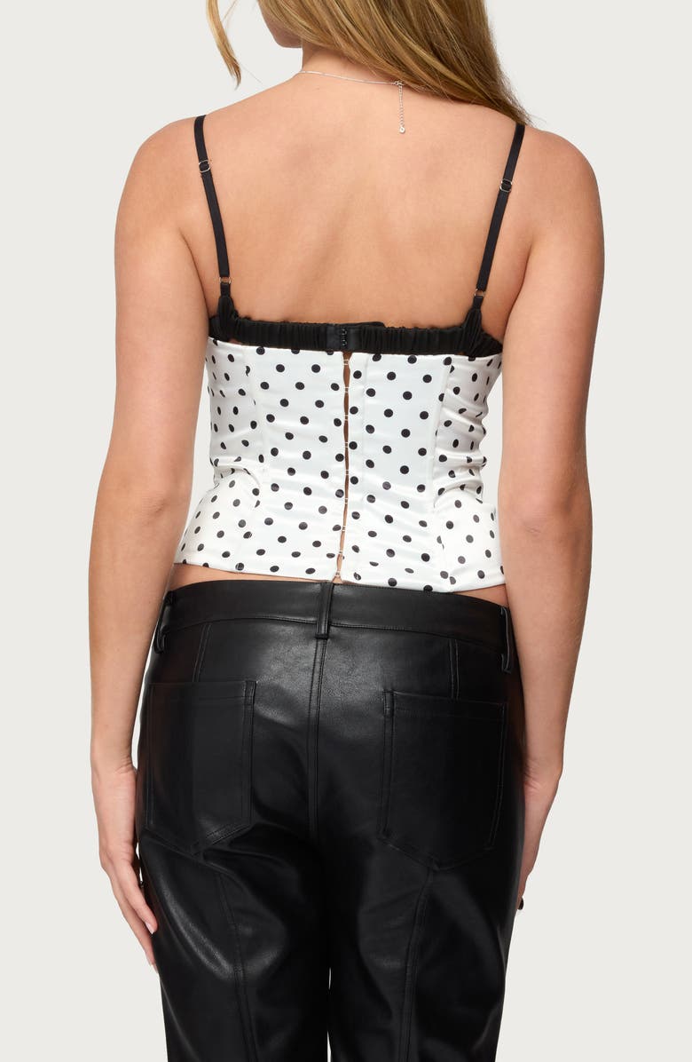 EDIKTED Polka Dot Layered Lace Trim Camisole, Alternate, color, White-And-Black