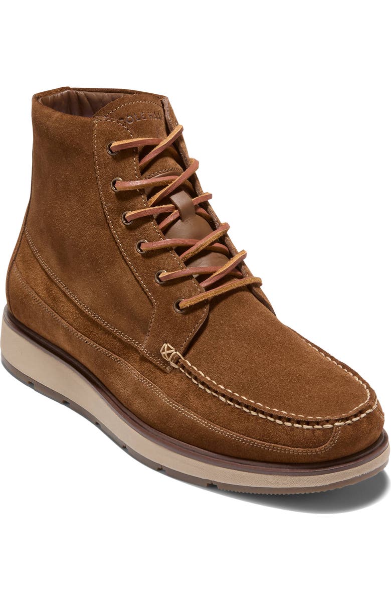 Cole Haan Muir Waterproof Moc Toe Boot, Main, color, Brown Suede/ Oat