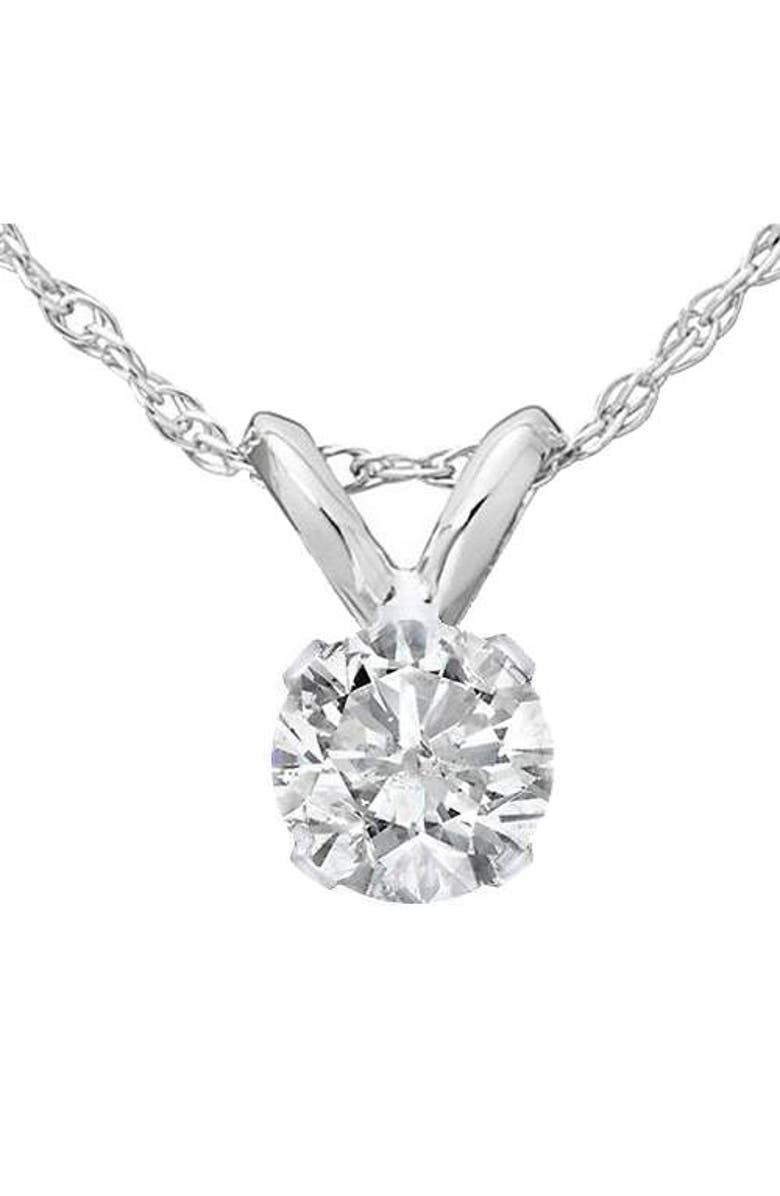 Bliss Diamond 1/2Ct Diamond Solitaire Pendant Necklace 14k Or Gold Lab Grown, Main, color, 14K White Gold