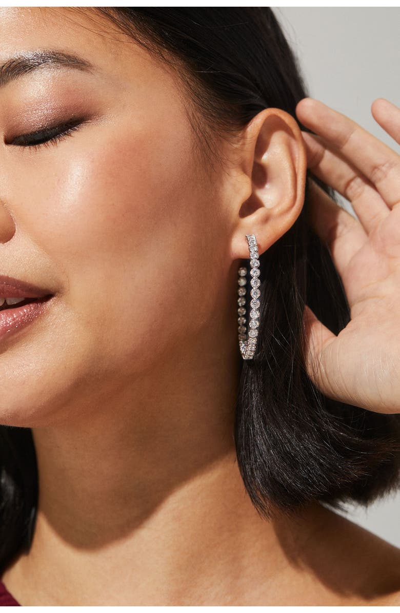 Nadri Large Cleo Cubic Zirconia Inside Out Hoop Earrings, Alternate, color, 