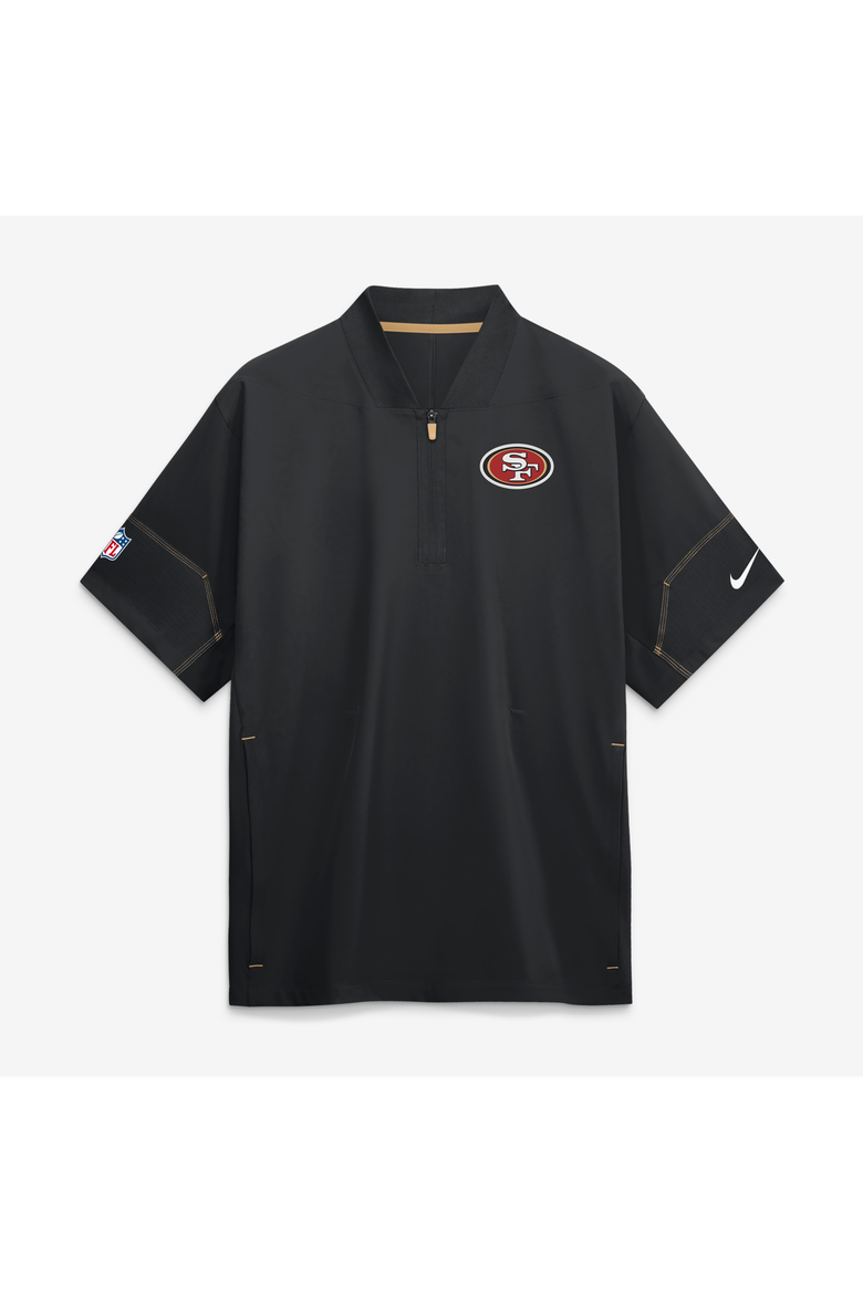 Men's Nike Black San Francisco 49ers Sideline Short Sleeve Quarter-Zip Coaches Jacket, Main, color, Black